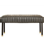 56" Dark Gray and Black Modern Leather Bench with End Tables 7 56" Dark Gray and Black Modern Leather Bench with End Tables