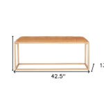 43" Modern Gold and Brown Leather Upholstered Accent Bench 10 43" Modern Gold and Brown Leather Upholstered Accent Bench