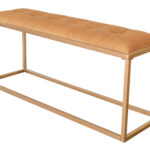 43" Modern Gold and Brown Leather Upholstered Accent Bench 8 43" Modern Gold and Brown Leather Upholstered Accent Bench