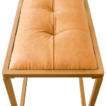 43" Modern Gold and Brown Leather Upholstered Accent Bench 9 43" Modern Gold and Brown Leather Upholstered Accent Bench