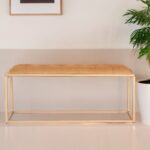43" Modern Gold and Brown Leather Upholstered Accent Bench 6 43" Modern Gold and Brown Leather Upholstered Accent Bench