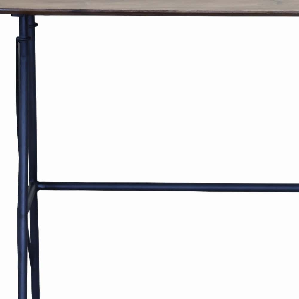 Solid Wood Brown and Black Writing Desk with Iron Legs 4 Solid Wood Brown and Black Writing Desk with Iron Legs - Image 4