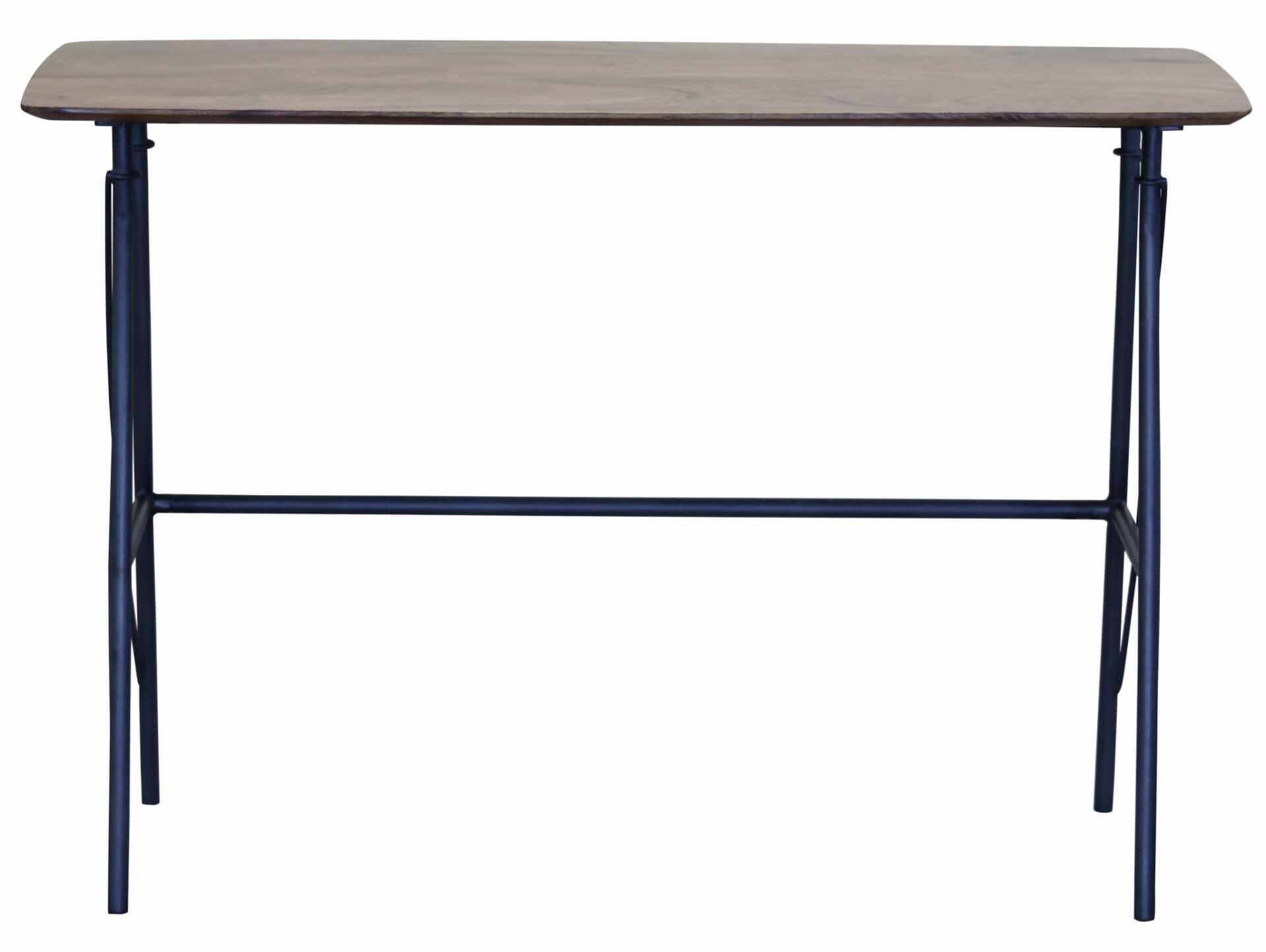 Solid Wood Brown and Black Writing Desk with Iron Legs 1 Solid Wood Brown and Black Writing Desk with Iron Legs