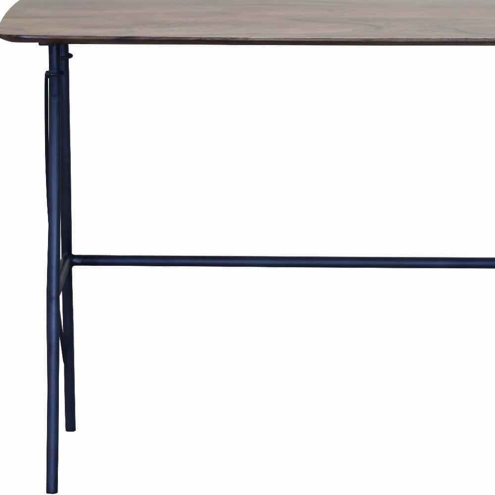 Solid Wood Brown and Black Writing Desk with Iron Legs 5 Solid Wood Brown and Black Writing Desk with Iron Legs - Image 5