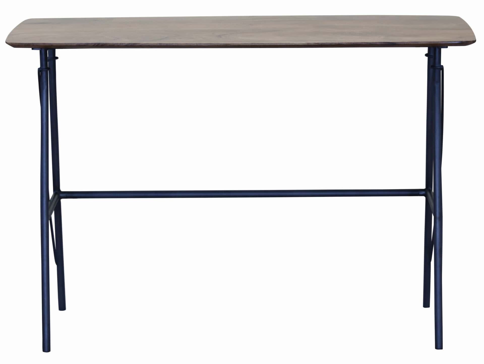 Solid Wood Brown and Black Writing Desk with Iron Legs 2 Solid Wood Brown and Black Writing Desk with Iron Legs - Image 2