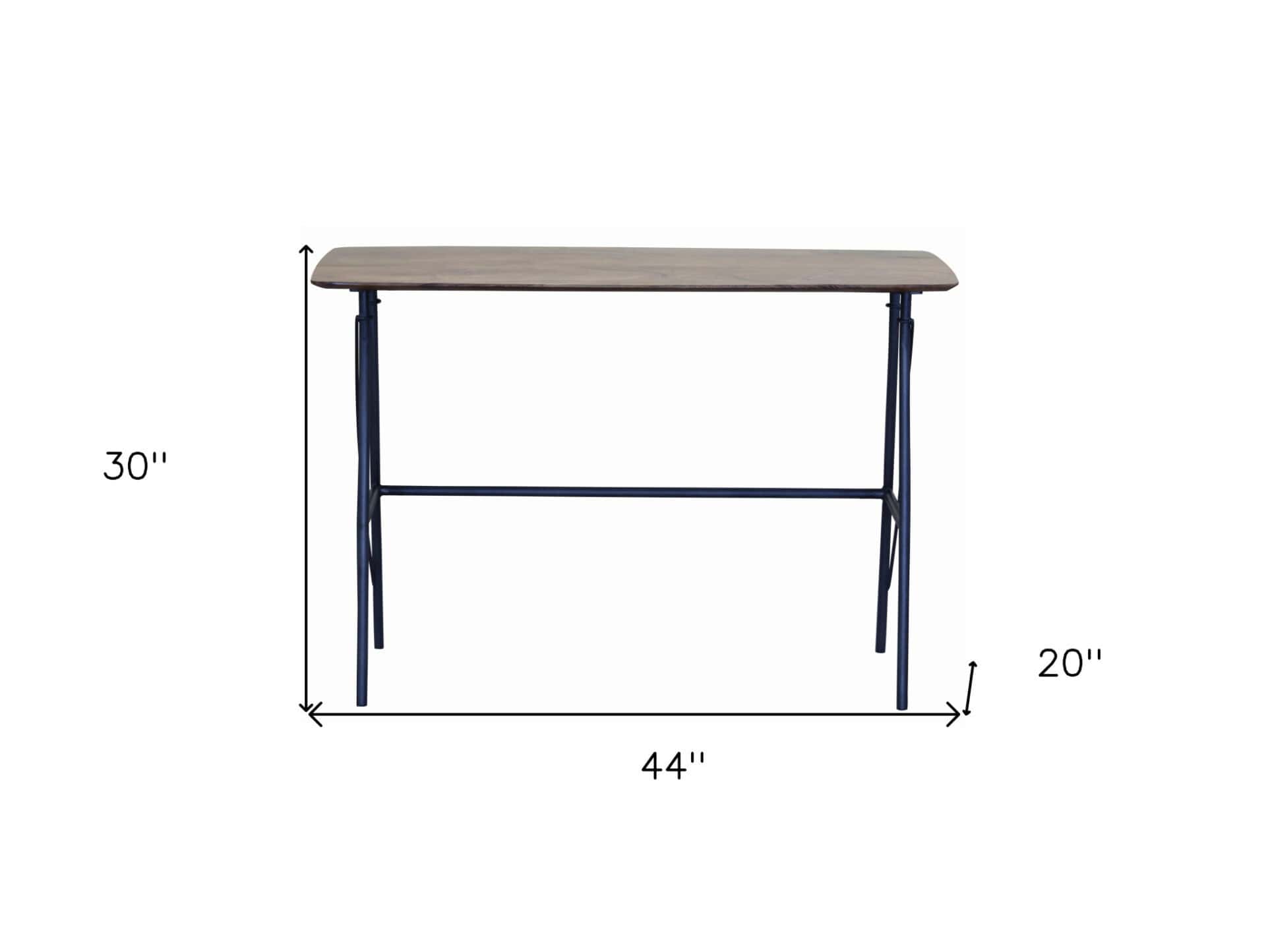 Solid Wood Brown and Black Writing Desk with Iron Legs 6 Solid Wood Brown and Black Writing Desk with Iron Legs - Image 6