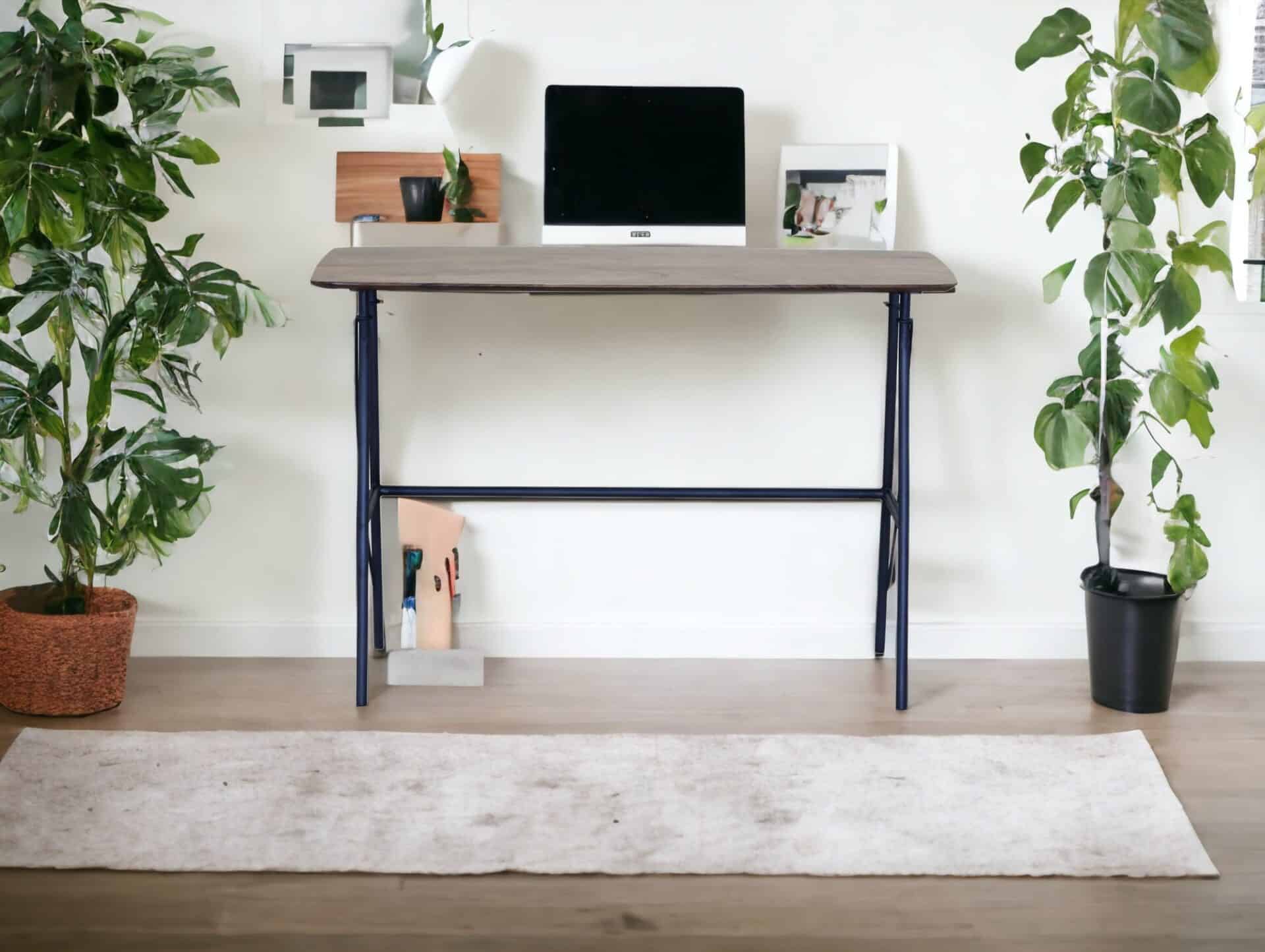 Solid Wood Brown and Black Writing Desk with Iron Legs 3 Solid Wood Brown and Black Writing Desk with Iron Legs - Image 3
