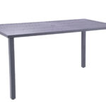 62" Black Metal Outdoor Dining Table With Umbrella Hole