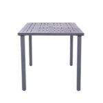 62" Black Metal Outdoor Dining Table With Umbrella Hole