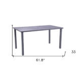 62" Black Metal Outdoor Dining Table With Umbrella Hole