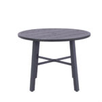 42" Black Round Metal Outdoor Dining Table with Umbrella Hole