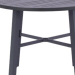 42" Black Round Metal Outdoor Dining Table with Umbrella Hole