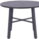 42" Black Round Metal Outdoor Dining Table with Umbrella Hole