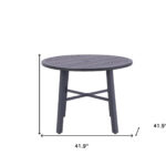 42" Black Round Metal Outdoor Dining Table with Umbrella Hole