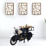 Blue and White Industrial Rolling Bar Cart With Wine Storage