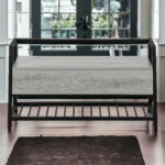 42" Gray Flip-Top Storage Bench with Black Metal Frame 10 42" Gray Flip-Top Storage Bench with Black Metal Frame