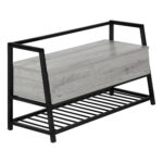 42" Gray Flip-Top Storage Bench with Black Metal Frame 11 42" Gray Flip-Top Storage Bench with Black Metal Frame