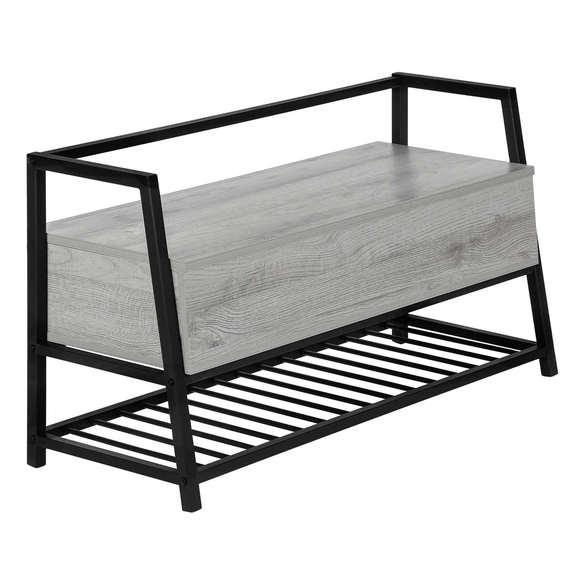 42" Gray Flip-Top Storage Bench with Black Metal Frame 3 42" Gray Flip-Top Storage Bench with Black Metal Frame - Image 3