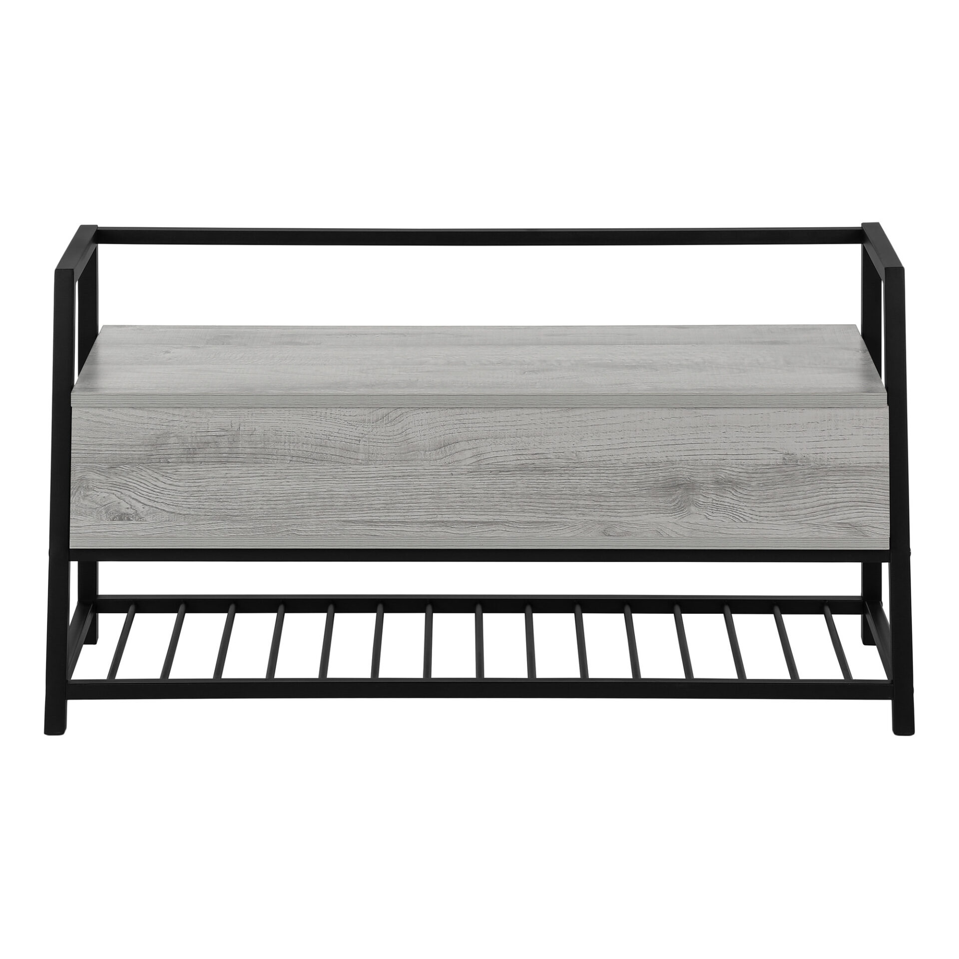 42" Gray Flip-Top Storage Bench with Black Metal Frame 1 42" Gray Flip-Top Storage Bench with Black Metal Frame