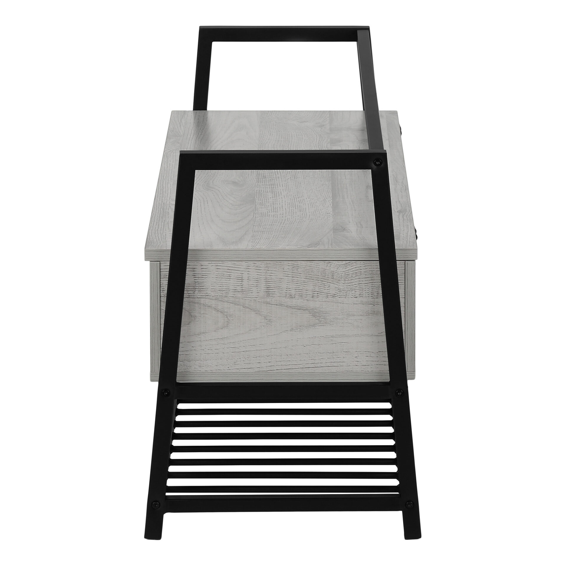 42" Gray Flip-Top Storage Bench with Black Metal Frame 4 42" Gray Flip-Top Storage Bench with Black Metal Frame - Image 4