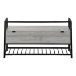 42" Gray Flip-Top Storage Bench with Black Metal Frame 13 42" Gray Flip-Top Storage Bench with Black Metal Frame