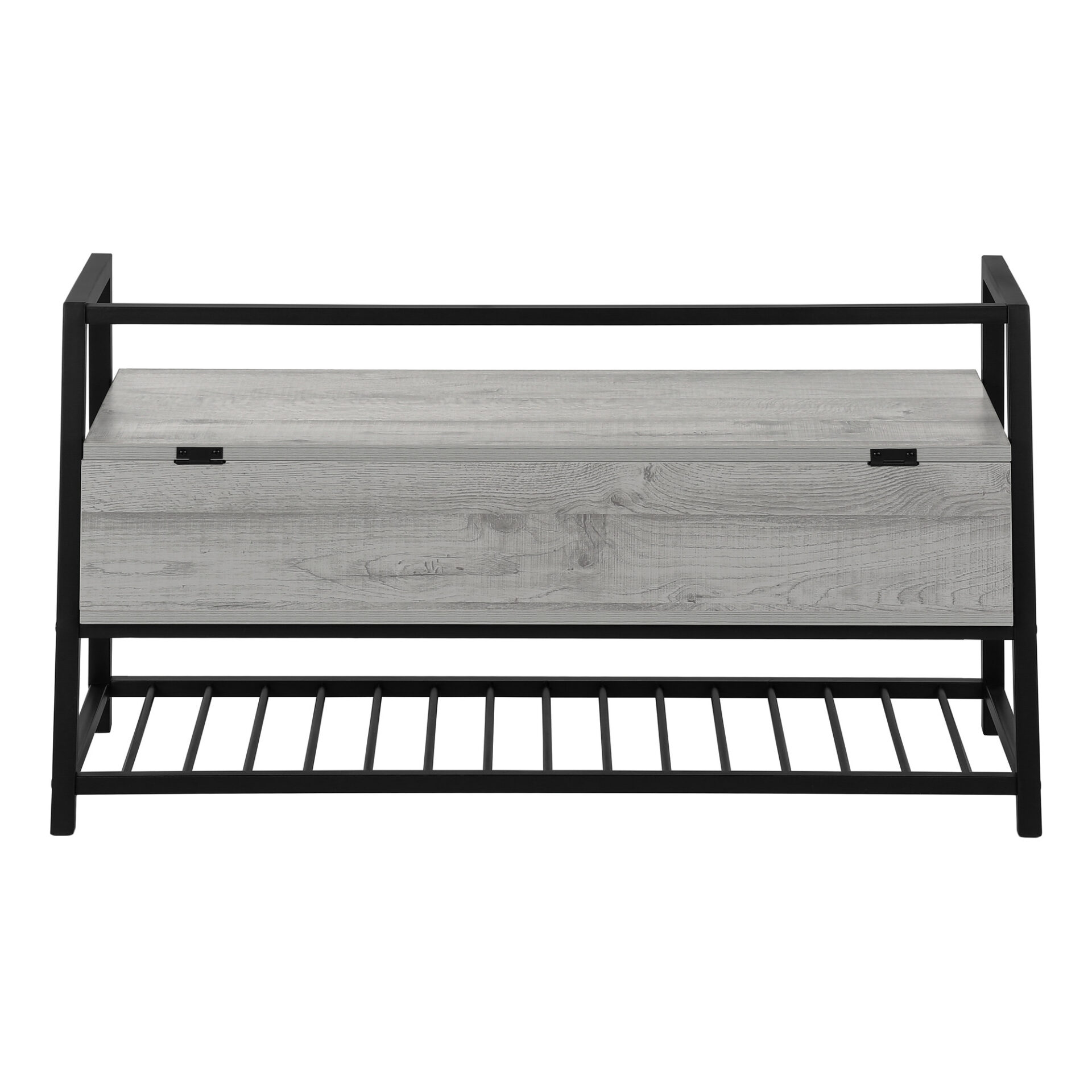 42" Gray Flip-Top Storage Bench with Black Metal Frame 5 42" Gray Flip-Top Storage Bench with Black Metal Frame - Image 5