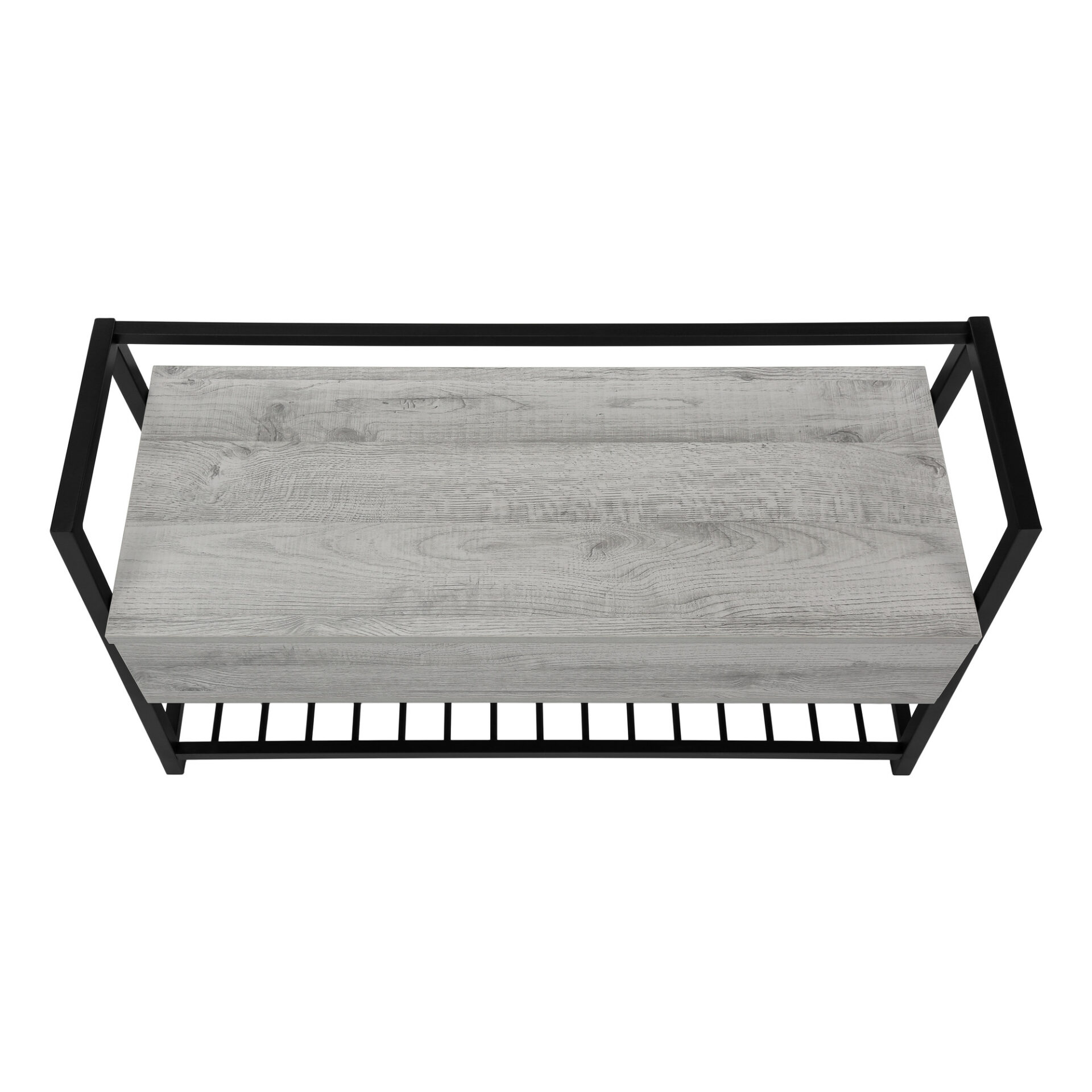 42" Gray Flip-Top Storage Bench with Black Metal Frame 6 42" Gray Flip-Top Storage Bench with Black Metal Frame - Image 6