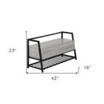 42" Gray Flip-Top Storage Bench with Black Metal Frame 15 42" Gray Flip-Top Storage Bench with Black Metal Frame