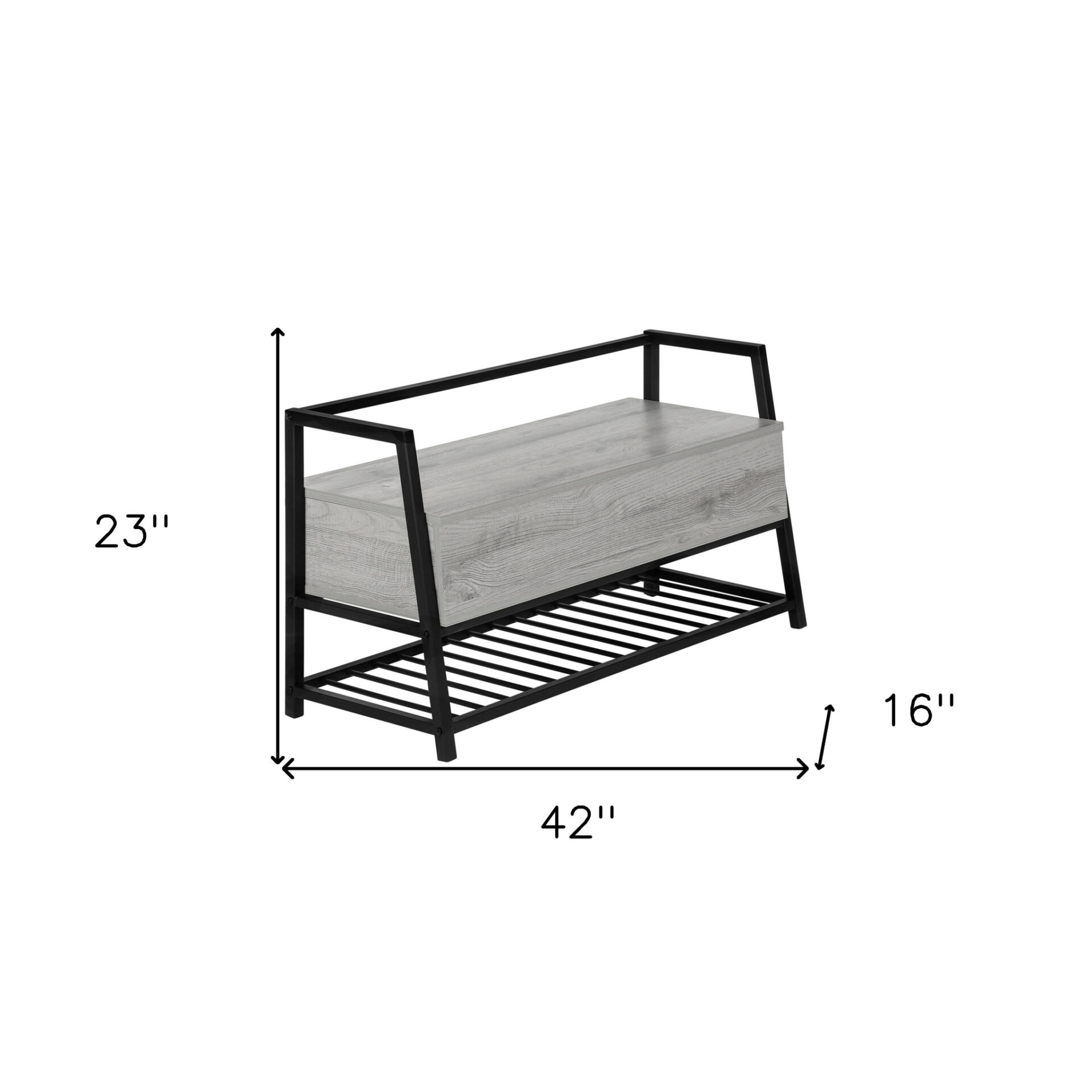 42" Gray Flip-Top Storage Bench with Black Metal Frame 7 42" Gray Flip-Top Storage Bench with Black Metal Frame - Image 7