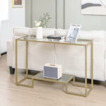 Gold 48 Inch 2 Tier Glass Console Table for Hallway 9 Gold 48 Inch 2 Tier Glass Console Table for Hallway