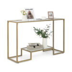 Gold 48 Inch 2 Tier Glass Console Table for Hallway 10 Gold 48 Inch 2 Tier Glass Console Table for Hallway