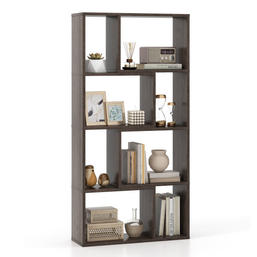 48 Inch 4 Tier Geometric Bookshelf with 8 Cubes - Image 3