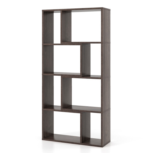 48 Inch 4 Tier Geometric Bookshelf with 8 Cubes - Image 4