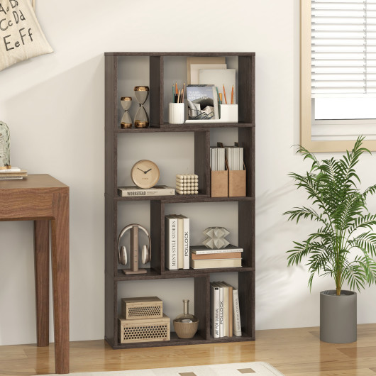 48 Inch 4 Tier Geometric Bookshelf with 8 Cubes - Image 6