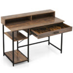 Rustic Brown 48 Inch Desk with Monitor Stand and Shelves 11 Rustic Brown 48 Inch Desk with Monitor Stand and Shelves