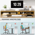 Rustic Brown 48 Inch Desk with Monitor Stand and Shelves 14 Rustic Brown 48 Inch Desk with Monitor Stand and Shelves