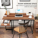 48 Inch Metal Frame Computer Desk with Drawer and Adjustable Pads