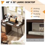 Mid Century 48 Inch Computer Desk with Hutch and Cabinet 21 Mid Century 48 Inch Computer Desk with Hutch and Cabinet