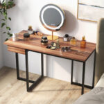 48 Inch Metal Frame Computer Desk with Drawer and Adjustable Pads