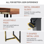 48 Inch Metal Frame Computer Desk with Drawer and Adjustable Pads