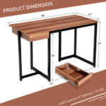 48 Inch Metal Frame Computer Desk with Drawer and Adjustable Pads