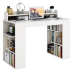 White Computer Desk with Monitor Shelf and Dual 3-Tier Bookshelves 10 White Computer Desk with Monitor Shelf and Dual 3-Tier Bookshelves