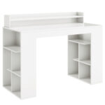 White Computer Desk with Monitor Shelf and Dual 3-Tier Bookshelves 11 White Computer Desk with Monitor Shelf and Dual 3-Tier Bookshelves