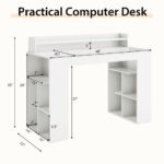 White Computer Desk with Monitor Shelf and Dual 3-Tier Bookshelves 12 White Computer Desk with Monitor Shelf and Dual 3-Tier Bookshelves