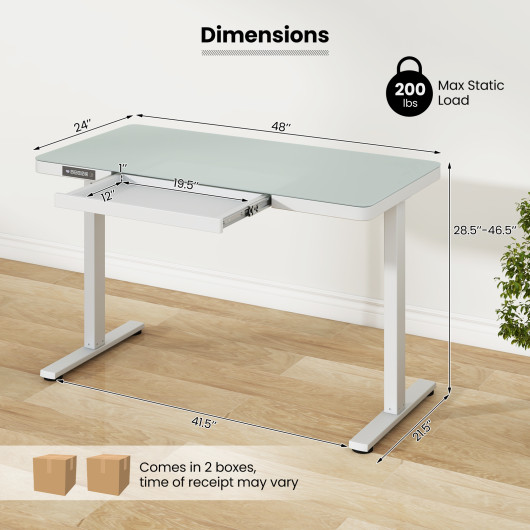 48 Inch Height Adjustable Electric Desk with USB Ports - Image 4