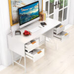 White 48 Inch Computer Desk with 4 Drawers for Home Office 9 White 48 Inch Computer Desk with 4 Drawers for Home Office