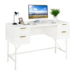 White 48 Inch Computer Desk with 4 Drawers for Home Office 10 White 48 Inch Computer Desk with 4 Drawers for Home Office