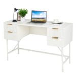 White 48 Inch Computer Desk with 4 Drawers for Home Office 11 White 48 Inch Computer Desk with 4 Drawers for Home Office