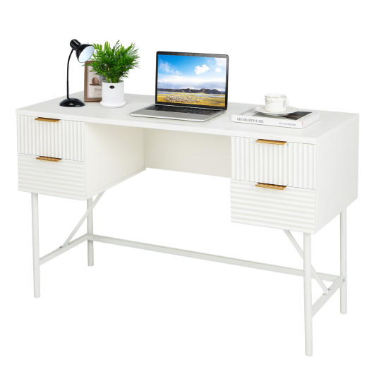 White 48 Inch Computer Desk with 4 Drawers for Home Office 4 White 48 Inch Computer Desk with 4 Drawers for Home Office - Image 4