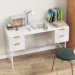 White 48 Inch Computer Desk with 4 Drawers for Home Office 13 White 48 Inch Computer Desk with 4 Drawers for Home Office